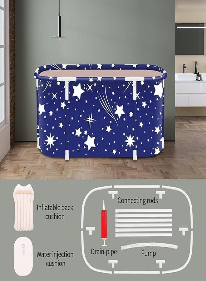 Valajogi Portable Foldable Bathtub for Adults - Freestanding Hot & Ice Bath Tub for Home SPA, Compact & Easy Storage - Ideal for Relaxation, Devotional Use & Daily Bathing Star Design (Star Blue) - Image 3
